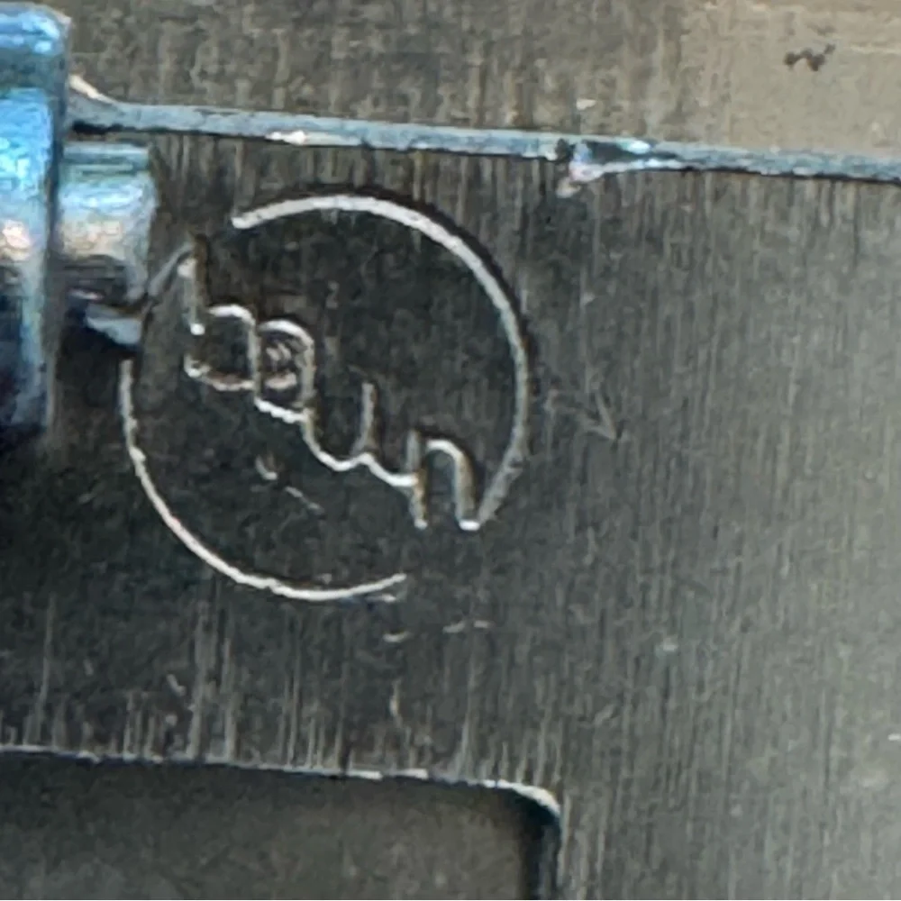 Vintage Baun Belt Buckle Motorcycle‎ Design Black Enamel Silver Frame 3.5”
